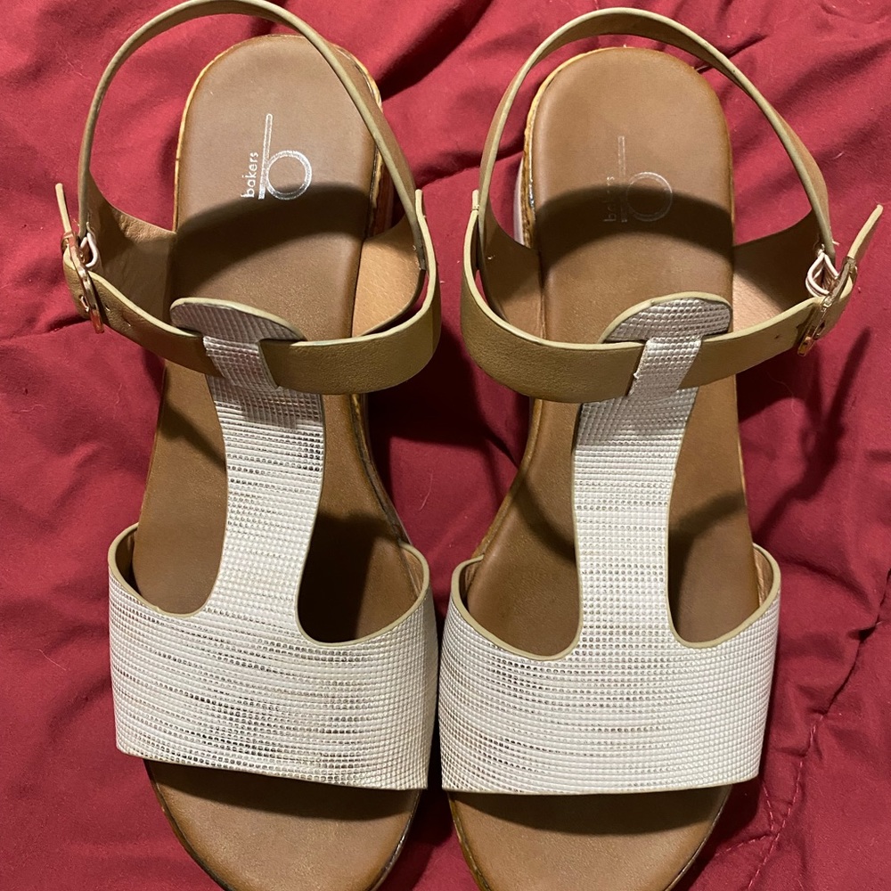Cream and brown platform sandals size 7